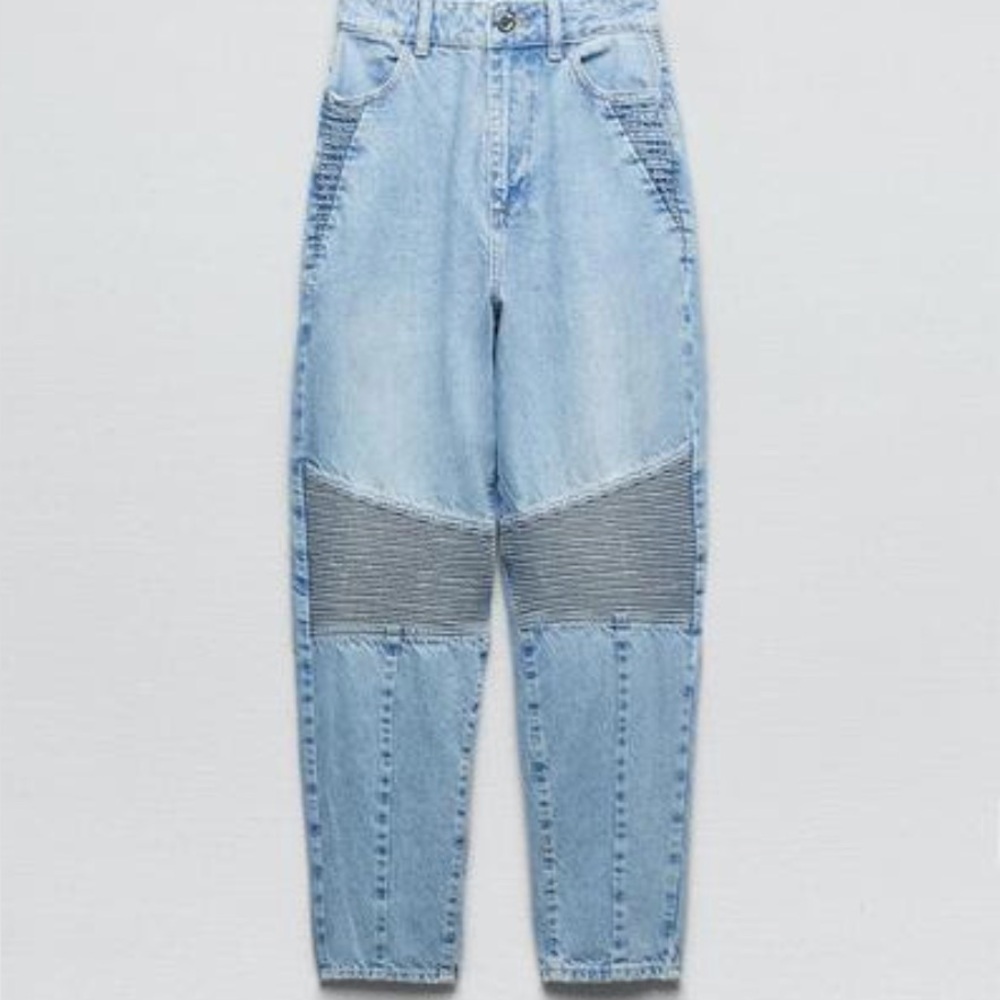 Zara Mom Fit Biker High Rise Z1975 Mid-Blue Jeans Size US 8 NWT